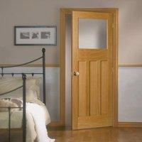 1930\'s Oak Solid Door with Frosted Safety Glass