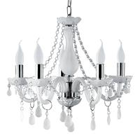 1985-5WH Marie Therese 5 Lt Chrome & Frosted Glass Chandelier