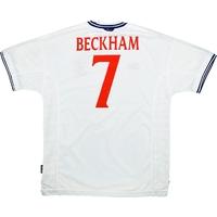 1999 01 england home shirt beckham 7 excellent xl