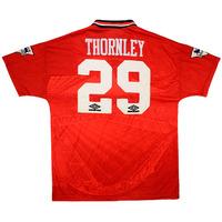 1995 96 manchester united match issue home shirt thornley 29