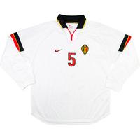 1999 Belgium Match Issue Away L/S Shirt #5 (Van Kerckhoven) v Holland