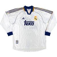 1998-99 Real Madrid Match Issue Home L/S Shirt Tena #29