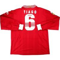 1997-98 Benfica Match Issue Home Signed L/S Shirt Tiago #6