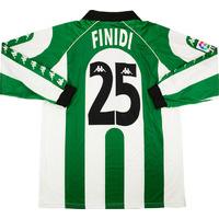 1998-99 Real Betis Match Worn Home L/S Shirt Finidi #25 (v Zaragoza)