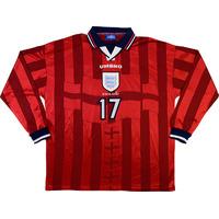1997-99 England Match Issue Away L/S Shirt #17