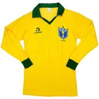 1987 Brazil Match Issue Home L/S Shirt #14 (Ricardo Gomes) v England