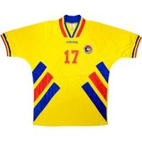 1994 romania match issue world cup home shirt moldovan 17 v usa