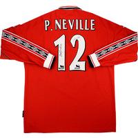 1999 00 manchester united match issue signed home ls shirt pneville 12