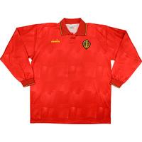 1992 Belgium Match Worn Home L/S Shirt #4 (Albert) v Wales