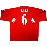 1997-98 Liverpool Match Issue Home L/S Shirt Babb #6