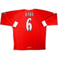 1998-99 Liverpool Match Issue Home L/S Shirt Babb #6