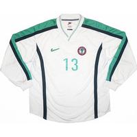 1998 00 nigeria player issue away ls shirt 13 babangida xl