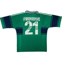 1999-00 Panathinaikos Home Shirt Liberopoulos #21 (Very Good) L