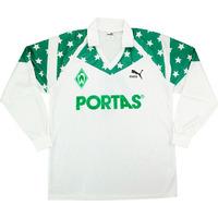 1989 90 werder bremen match worn uefa cup home ls shirt 4 bratseth v l ...