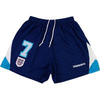 1996 England Match Issue European Championship Home Shorts #7 (Platt)