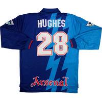 1995-96 Arsenal Match Issue Away L/S Shirt Hughes #28