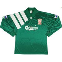 1992-93 Liverpool Centenary Player Issue Away L/S Shirt #10 (Barnes) XL