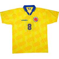 1996 colombia match worn home shirt 8 estrada v scotland