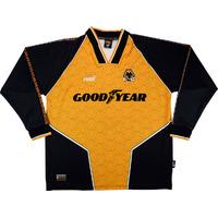 1996-98 Wolves Player Issue Home L/S Shirt Two Fingers #8 (Very Good) XL