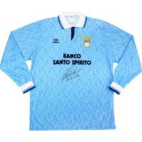 1991-92 Lazio Match Issue Signed Home L/S Shirt #4
