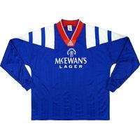 1992-93 Rangers Match Issue Home L/S Shirt #10