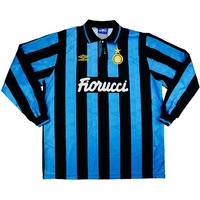 1993-94 Inter Milan Match Issue UEFA Cup Home L/S Shirt #15 (Zanchetta) v Norwich