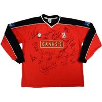 1999-00 Walsall Match Issue Signed Home L/S Shirt Robins #8