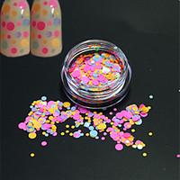 1bottle fashion sweet colorful round slice nail art glitter round pail ...