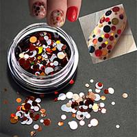 1bottle sweet color fashion nail art mixed size colorful laser round s ...