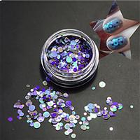 1Bottle Fashion Clear Style Blue Nail Art Mixed Colorful Laser Glitter Round Slice Nail Art Beauty Paillette P16