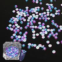 1Bottle Fashion Gorgeous Magic Gradient Color Mermaid Nail Art 3D Decoration Half Round Flat Back Pearl For Nail DIY Beauty