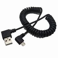 1ft -4ft USB A Male Left Bend Turn Micro USB Left Spring Cable for Samsung Phones