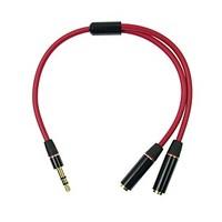 1ft red 35mm audio y adapter one 35mm male to two 35mm female