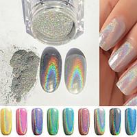 1g/box Colorful Laser Silver Mirror Powder Rainbow Nail Powder Dust Glitter Chrome Pigment Nail Art Sequins Nail