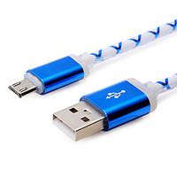 1M 3.28ft AluminumPVC LED Light Glowing USB2.0 Data Cable for Samsung Mobile Phone (Assorted Colors)