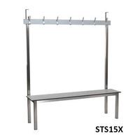 1m single sided aqua solo changing room bench stainless steel seat