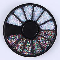 1mm Mixed Color Nail Art Rhinestones Glitters Tips Decoration Manicure Wheel