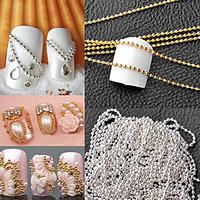 1M Manicure a Metal Chain of High-Quality Small Ball Yuanzhu Chain DIY Nail (Gold and Silver Decoration Optional)
