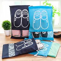 1pc Shoes Bag Quick Dry Dust Proof Ultra Light(UL) Foldable for Travel Storage Fabric-Blue Black