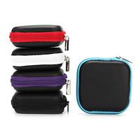 1Pc Mini Zipper Hard Headphone Case PU Leather Earphone Bag for Earphone Earbuds 6.56.52cm Black Purple Blue Red Gray