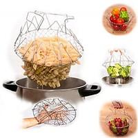 1pcs foldable steam rinse strain fry french chef basket magic basket m ...