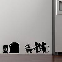 1pcs 19cm4cm family baby mouse hole wall stickers for kids rooms decal ...