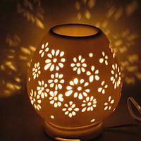 1PC Ceramic Plug-In Electric That Move Light Hollow Out Fragrance Lamp Little Night Light