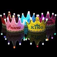 1Pcs Luminous Led Cap Princess Happy Birthday Party Decorations Crown Led Kids Birthday Cap Hat Festival Decorations Ramdon Color