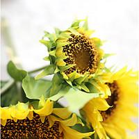 1pc Yellow 7heads Fake Sunflower Artificial Silk Flower Bouquet Home Wedding Floral Decor One Size