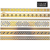 1Pc Gold And Black Long Bracelet Jewelry Tattoo Sticker 23x15CM