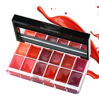 1Pcs 12 Colors Lips Makeup Brand Girl Woman Professional Make Up Lip Gloss Lipstick Cream Palette Set Beauty Brand 25G