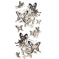 1pc Waterproof Temporary Tattoos Neck/Back/Arm/Finger Tattoos Glitter Butterfly Rose Body Tattoos(18.5cm8.5cm)