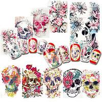 1pcs Nail Sticker Halloween Nail Decals Water Transfer For Sexy Girl Skull Cartoon Patterns DIY Color Tips Manicure