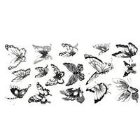 1pc Chic Waterproof Temporary Tattoos Neck/Wrist/Arm/Finger Tattoos Glitter Grey Butterfly Tattoos(2410CM)
